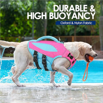 AOFITEE Dog Life Jacket, X-Small Dog Life Vest for Swimming Boating, High Buoyancy Puppy Swim Vest Swimsuit with Rescue Handle, Adjustable Reflective Pet Lifesaver Lifejacket