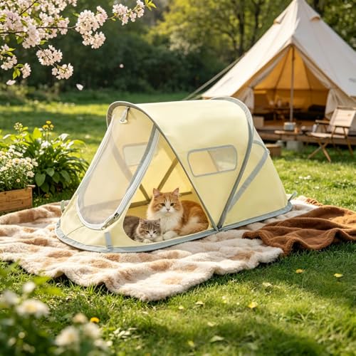 Lightweight Foldable Pet Tent | Portable Outdoor Dog Bed for Small Dogs & Cat Bed | Raised Dog Cot with Breathable Mesh | No-Tool Setup for Camping, Travel, Home | Dog Hammock & Calming Hideaway