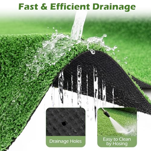 Tangkula 8Ft x 5 Ft Artificial Turf Rug, Realistic Indoor Outdoor Garden Lawn Landscape with 0.3" Pile Height, Grass Turf with Drainage Holes, Dog Potty Pad Fake Faux Grass for Patio, Balcony, Yard