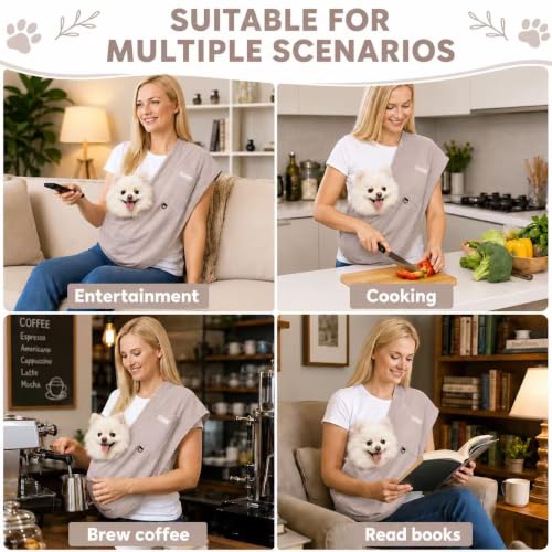 Cat Sling & Dog Sling Carrier for Small Dogs and Cats (3-14 lbs) – Ultra Soft Fleece Puppy Carrier for Indoor Home Use,Hands-Free Cat Carrier with Wide Shoulder Strap, Cozy Pet Sling (Grey) - color: Grey