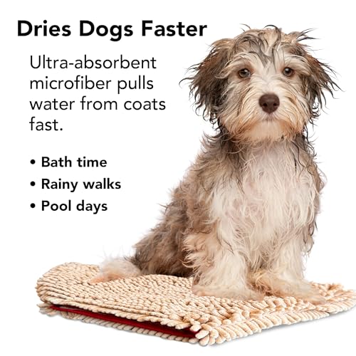 PRIDE AND GROOM The Towel – Thick, Soft, Super Absorbent Microfiber Towel for Dogs & Pets that is Quick Drying, Holds 7 Times its Weight in Water and Has Dual Pockets for Your Hands