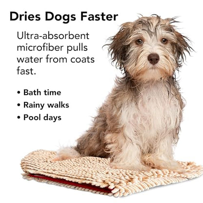 PRIDE AND GROOM The Towel – Thick, Soft, Super Absorbent Microfiber Towel for Dogs & Pets that is Quick Drying, Holds 7 Times its Weight in Water and Has Dual Pockets for Your Hands