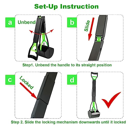 2-Pack Pooper Scooper for Large Small Dogs Heavy Duty, 32" Long Handle Poop Scoops for Yard, Grass, Gravel, Dog Poop Grabber with High Strength Material and Durable Spring（Green&Black） - size: 2 Pieces(32-inch length)