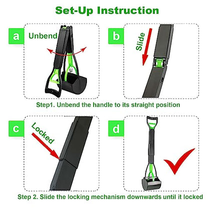 2-Pack Pooper Scooper for Large Small Dogs Heavy Duty, 32" Long Handle Poop Scoops for Yard, Grass, Gravel, Dog Poop Grabber with High Strength Material and Durable Spring（Green&Black） - size: 2 Pieces(32-inch length)