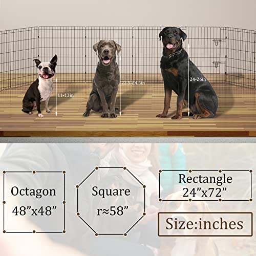 Artmalle Dog Playpen 30 Inch, Foldable Metal Puppy Exercise Pen with Door, 8 Panels Indoor Outdoor Pet Fence, Portable Dog Pen for Small Dogs, Cats, Rabbits, Ducks, Black - style: 24'' x 30'' x 8PCS