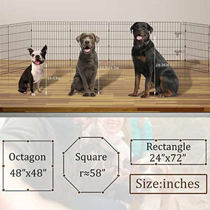 Artmalle Dog Playpen 30 Inch, Foldable Metal Puppy Exercise Pen with Door, 8 Panels Indoor Outdoor Pet Fence, Portable Dog Pen for Small Dogs, Cats, Rabbits, Ducks, Black - style: 24'' x 30'' x 8PCS