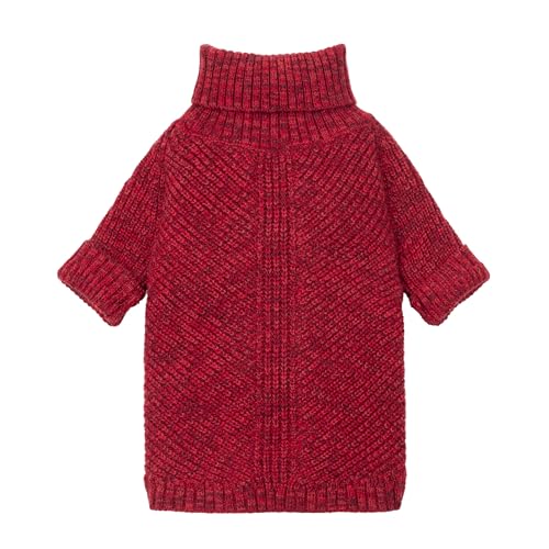 Fitwarm Knitted Turtleneck Dog Sweater, Thermal Dog Winter Clothes for Small Dogs Boy Girl, Holiday Pet Outfit, Heather Dark Red, XS - color: Burgundy Red, size: X-Small