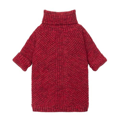 Fitwarm Knitted Turtleneck Dog Sweater, Thermal Dog Winter Clothes for Small Dogs Boy Girl, Holiday Pet Outfit, Heather Dark Red, XS - color: Burgundy Red, size: X-Small