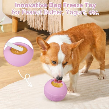 Long-Lasting Interactive Dog Lick Toy, Stuffable Dog Enrichment to Keep Dogs Busy, Wobbly Treat Dispensing Freezable Chew Toys, Food-Grade Safe (Pastel Purple,S) - color: Pastel Purple, size: S
