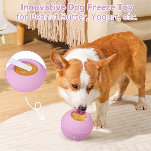 Long-Lasting Interactive Dog Lick Toy, Stuffable Dog Enrichment to Keep Dogs Busy, Wobbly Treat Dispensing Freezable Chew Toys, Food-Grade Safe (Pastel Purple,L) - color: Pastel Purple, size: L