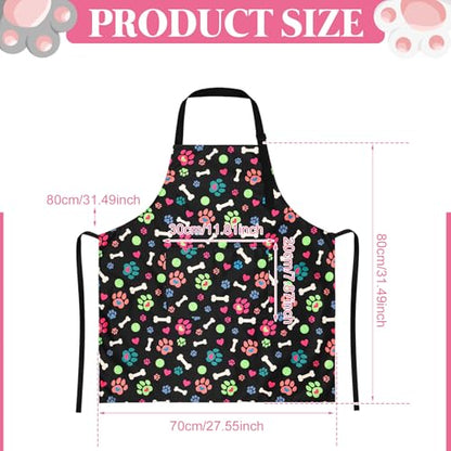 Dog Grooming Waterproof Apron with 2 Pockets, Cute Animals Puppy Dog Pets Apron - style: Heart-shaped Dog Paws and Ball