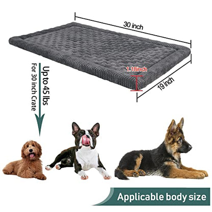 Dog Crate Pad 30x19 inch Gray Memory Foam Dog Bed Mat Small Medium Grey Washable Puppy Sleeping Bed Anti Slip - color: Grey, size: Medium
