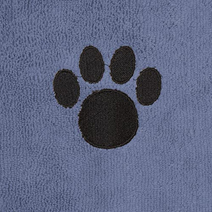 Bone Dry Pet Grooming, Embroidered Microfiber Towel Drying Collection, 15x30, Stonewash Blue - color: Stonewash Blue, size: 15x30"