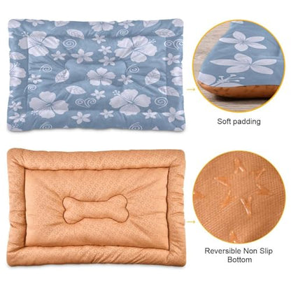 Hibiscus Pattern Pet Bed Mat for Dogs and Cats, Soft Washable Crate Pad with Non-Slip Bottom, Cozy Bed Cushion for Small Medium Large Pets, 24x36 Inch - size: Medium
