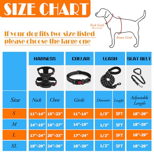 LOBEVE No Pull Dog Harness, Collar & Leash Set | Includes Dog Seat Belt, Collapsible Bowls & Poop Bag Dispenser. Ideal for Training, Walking, Hiking. Fits Small to Large Dogs(Black-XL) - color: Black, size: X-Large