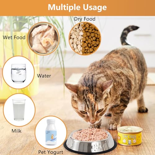 Stainless Steel Cat Bowl, 4 Pack Metal Dog Bowls for Food and Water, Non-Slip Pet Feeding Dish Bowl with Rubber Base for Indoor Cats Small Dogs - size: 6oz 4 pack