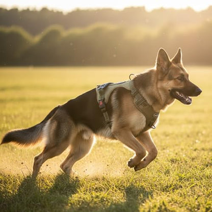 L Size Tactical Dog Harness No Pull Adjustable Pet Vest Collars with Handle and Reflective Trim, Training Harnesses for Boy and Girl Large Dogs and Medium Small Size Pet - color: KHAKI GREEN, size: L