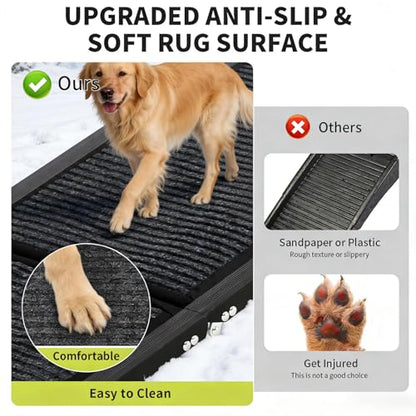 Garvee 63" Wide Folding Dog Ramp for Car, 17" Long Heavy Duty Non-Slip Portable Pet Ramp, Large Dogs Up to 250 lbs, Outdoor & Indoor Use - size: 63" × 17"