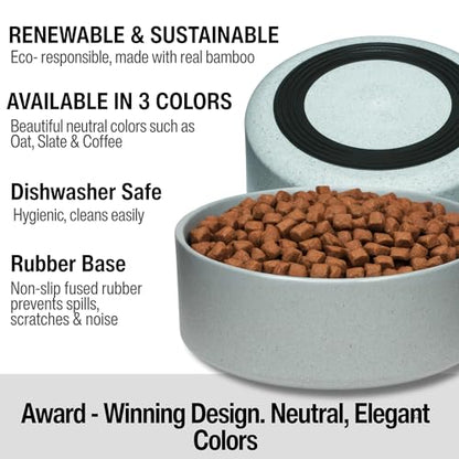 Loving Pets - Dolce Bamboo - Eco-Friendly Pet Bowls & Dishes for Dog, Cats, Puppy Food and Water Dish -Sustainable and Dishwasher Safe, Made with Real Bamboo (Small, Slate-Grey) - color: Slate Grey, size: Small Dish