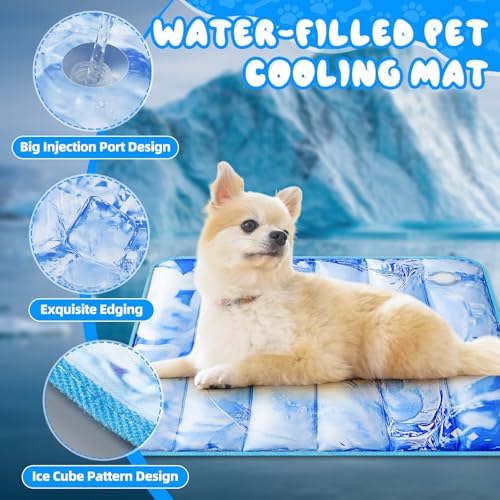 Chunful 4 Pack Dog Cooling Mat Water Injection Pet Cooling Mat for Dogs Cats with Storage Bags Washable and Foldable Pet Pad Summer for Small Medium Large Breeds of Doggy Bed Sofa Floor Car Seat(L) - size: L
