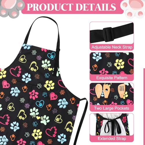 Dog Grooming Waterproof Apron with 2 Pockets, Cute Animals Puppy Dog Pets Apron - style: Dog Paw Heart