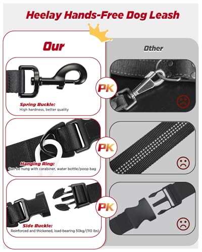 Hands Free Dog Leash, 5.9-8.2ft Multifunctional Crossbody Rope with Explosion-Proof Handle and Adjustable Training Hands Free Leash for Medium Dog Walking Jogging and Running - color: Black