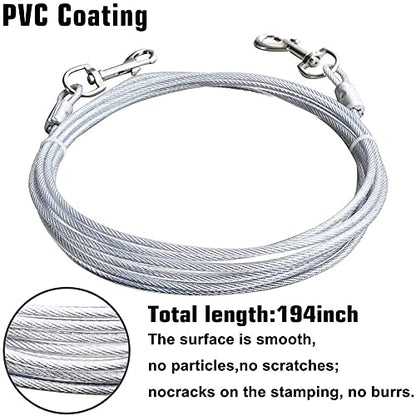 Eurmax USA Dog Tie Out Stake Bonus Dog Tie Out Cable Spiral Heavy Duty Anchor Kit for Dogs Saw Teeth Design Ground Anchor Stake for Trampolines, Canopy Tents,Car Ports (Silver)