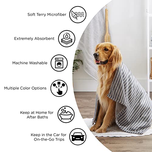 Bone Dry Pet Grooming, Embroidered Microfiber Towel Drying Collection, 15x30, Gray - color: Gray, size: 15x30"