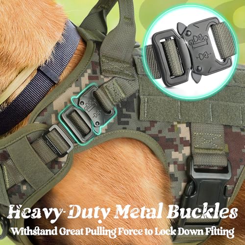 rabbitgoo Tactical Dog Harness Medium Sized, Heavy Duty Pet Harness with Handle, No-Pull Service Vest Medium Breed, Adjustable Military Dog Vest for Training Hunting Walking, Green Camo, M - color: Green Camo, size: Medium