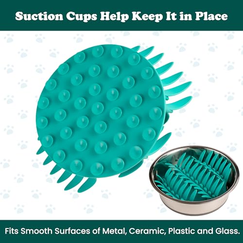 PEGGY11 Grass-Shaped Silicone Slow Feeder Insert for Dog Bowl | Upright grass-blade texture, Suction cup base, Food-grade material, Dishwasher-safe, Mealtime enrichment - size: 6.38'' x 6.38''