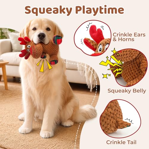 Dog Toys Set - 3 Pack Durable Squeaky Dog Toys for Small & Medium Dogs, Soft Plush Santa, Reindeer & Snowman Gift for Dogs - color: Christmas Set