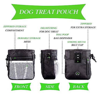 STMK Dog Treat Pouch Dog Clicker Training Kit, Dog Training Treat Pouch Dog Clicker for Training, 3 Ways to Wear Easily Carries Treat Pouches for Pet Training (Black) - color: Black