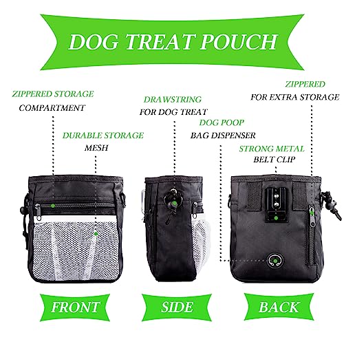 STMK Dog Treat Pouch Dog Clicker Training Kit, Dog Training Treat Pouch Dog Clicker for Training, 3 Ways to Wear Easily Carries Treat Pouches for Pet Training (Black and Pink) - color: Black and Pink