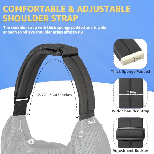 SlowTon Dog Carrier Sling - Thick Padded Shoulder Strap Adjustable Dog Carriers for Small Dogs, Puppy Carrier Purse for Pet Cat with Front Zipper Pocket Safety Belt Machine Washable (Grey Mesh M) - color: B-Dark Grey Breathable Fabric