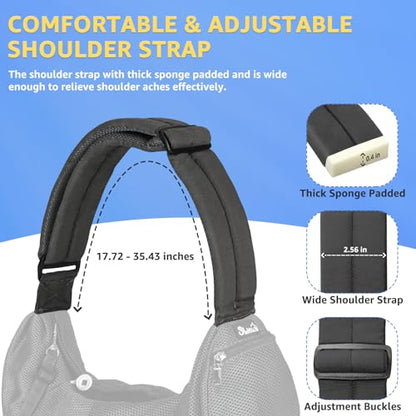 SlowTon Dog Carrier Sling - Thick Padded Shoulder Strap Adjustable Dog Carriers for Small Dogs, Puppy Carrier Purse for Pet Cat with Front Zipper Pocket Safety Belt Machine Washable (Grey Mesh M) - color: B-Dark Grey Breathable Fabric