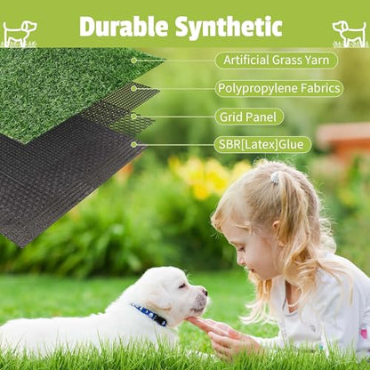 Grass Pad for Dogs, 48" x 36" Artificial Turf for Pets Potty Training, Fake Grass Mat with Drainage Holes, Easy to Clean, Large Turf Rug Outdoor Indoor Use - size: 48"L x 36"W