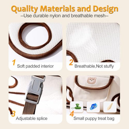 Snuggle Sling Dog Carrier, Adjustable Full Body Lift Harness for Small Dogs and Cats, Portable Breathable Pet Carrier Backpack with Hands-Free Shoulder and Treat Bag(Small) - size: Small