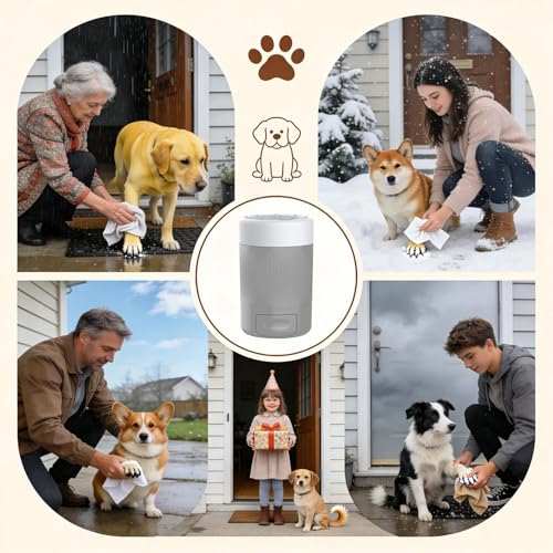 Dog Paw Cleaner Cup – 9cm ABS PBT, Automatic Portable Washer, Reusable Pet Tool | Perfectly Great for Household Mud Removal, Indoor Use - color: Gray