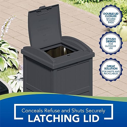 Suncast 4 Pack Outdoor Waste Bin Trash Hideaway Container with Latching Lid, 33 Gallon Capacity - color: Cyberspace, size: 4 Pack