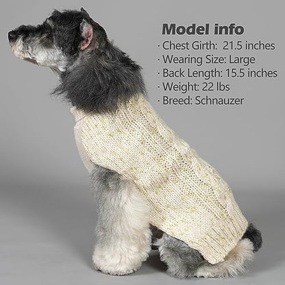KYEESE Dog Sweater Pullover Winter Coat Turtleneck Knitwear with Golden Yarn for Small Dog, Beige, Medium - color: Beige, size: Medium