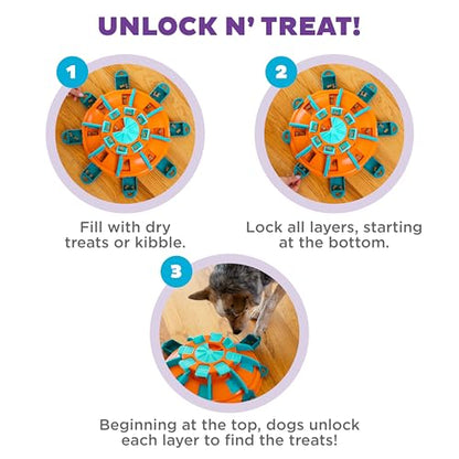 Outward Hound by Nina Ottosson Tower of Treats Level 4 Expert Dog Treat Puzzle for Enrichment, Orange - color: Tower of Treats (Orange, Blue)
