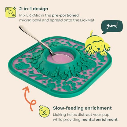 WOOF LickMat - Easy-to-Clean Lick Mat for Dogs - Slow Feeder Mat with Non-Slip Design - BPA-Free Silicone Lick Mat - Interactive Dog Toys - Green - color: Forest Green