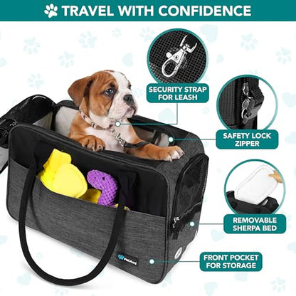 PetAmi Dog Purse Carrier for Small Dogs Cats, TSA Airline Approved Soft-Sided Pet Carrier with Pockets, Ventilated Travel Tote Bag with Bed & Shoulder Strap, Puppy Kitten, Max 12 lbs, Heather Charcoal - color: Heather Charcoal