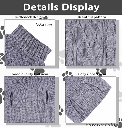 Dog Sweaters for Small Dogs Turtleneck Knitted Sweaters Fall Winter Dog Clothes Girl Boy Warm Doggy Coat Puppy Pullover Outfits Cat Sweater Pet Clothes Puppy Sweater (Grey, Small) - color: GREY, size: Small