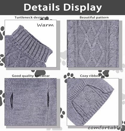 Dog Sweaters for Small Dogs Turtleneck Knitted Sweaters Fall Winter Dog Clothes Girl Boy Warm Doggy Coat Puppy Pullover Outfits Cat Sweater Pet Clothes Puppy Sweater (Grey, Small) - color: GREY, size: Small