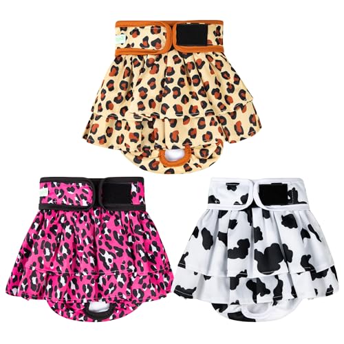 wegreeco Dog Diapers Female (3 Pack), Highly Absorbent Puppy Doggie Dog Diapers for Female Dogs Period, Washable Doggy Diapers for Dogs in Heat, Small Medium Large Size (Cow Pattern, Small) - color: Cow Pattern, size: Small (Pack of 3)