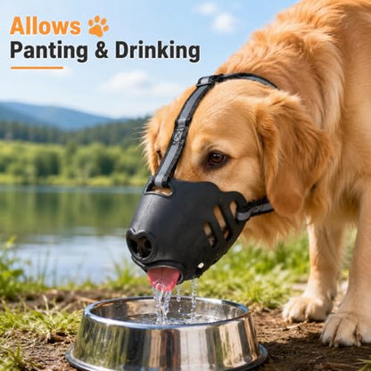 Dog Muzzle, Soft Basket Muzzle with Adjustable Reflective Straps, TPE Mouth Guard Allows Panting Drinking and Treats, for Grooming Walking Training Vet Visits, Black (Small) - size: Small