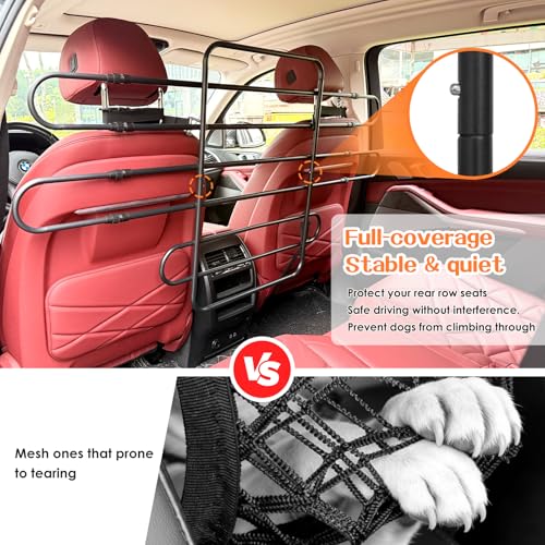 Dog Car Barrier, Adjustable Universal Vehicle Pet Barrier for Cars, Trucks, SUVs - Moves with Your Vehicle Seats, 42"–61" Width Adjustable SUV Dog Barrier for Back Seat