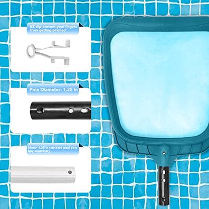 POOLWHALE Professional Pool Skimmer Net,Fine Mesh Net Bag,Heavy Duty Swimming Leaf Skimmer Cleaning Tool - Fast Cleaning,Debris Pickup Removal- Fits Standard Swimming Pool Poles(No Pole) - size: Pool Skimmer