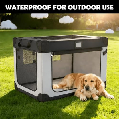 36 Inch Collapsible Travel Dog Crate for Large Dogs, Portable Dog Crate 3-Door Foldable Soft Kennel with Durable Mesh Windows, Warm Blanket and Foldable Bowl - size: 36.0"L x 25.0"W x 25.0"H